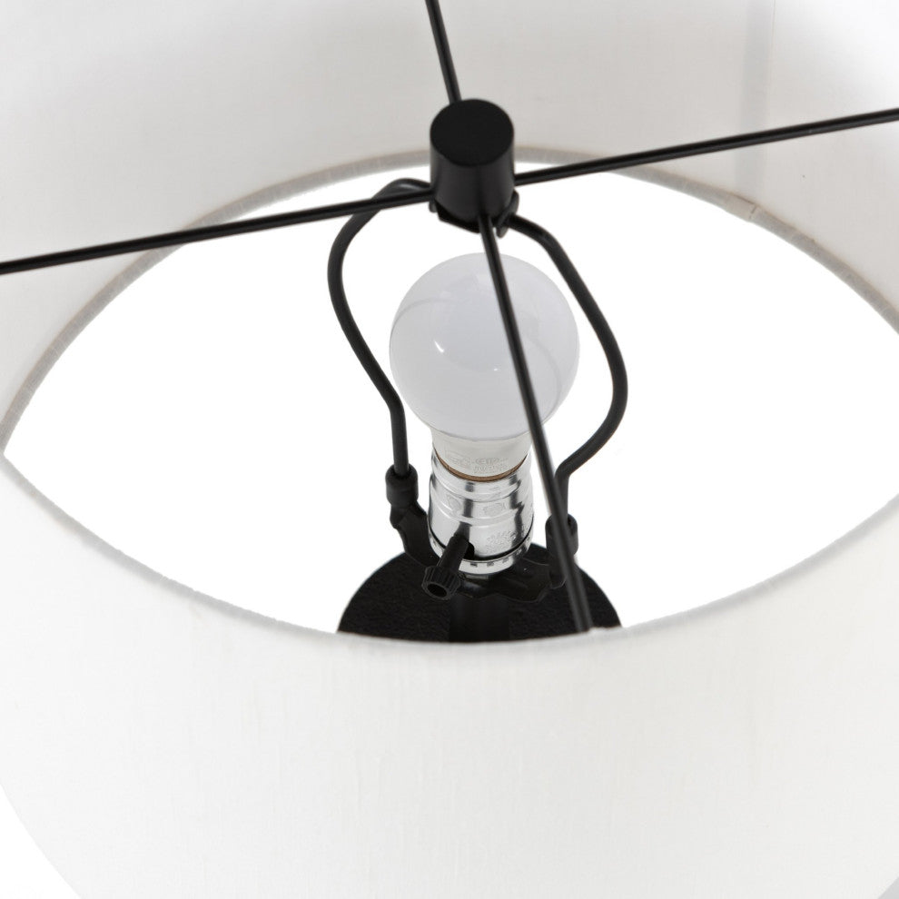 Innes Table Lamp Matte Black Cast Aluminum, White Silk