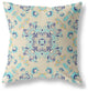 26" Blue Beige Wreath Indoor Outdoor Zippered Throw Pillow