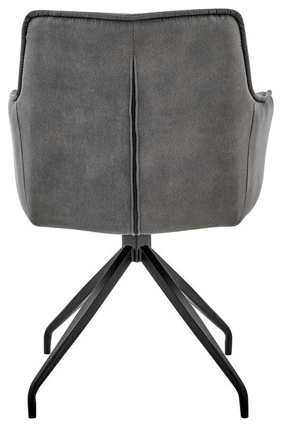 Noah Dining Room Accent Chair in Charcoal Fabric and Brushed Stainless Steel...