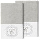 Linum Home Turkish Cotton Monica 2-Piece Embellished Hand Towel Set, Light Gray