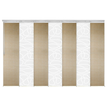Calisto-Raisa 7-Panel Track Extendable Vertical Blinds 110-153"x94", White Track