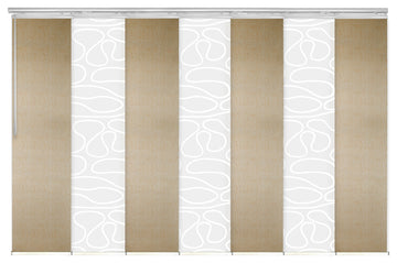 Calisto-Raisa 7-Panel Track Extendable Vertical Blinds 110-153"x94", White Track