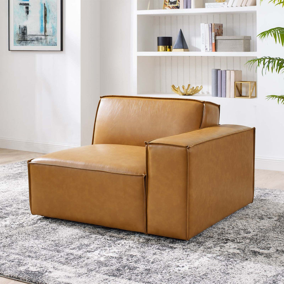 Sectional Sofa Set, Faux Vegan Leather, Tan, Modern, Living Lounge Hospitality