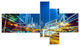 Hong Kong City Night Scene, Cityscape Art Print on Canvas, 60"x32", 5 panels