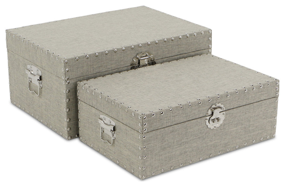 2-Piece Linen Box Set With Metal Studs