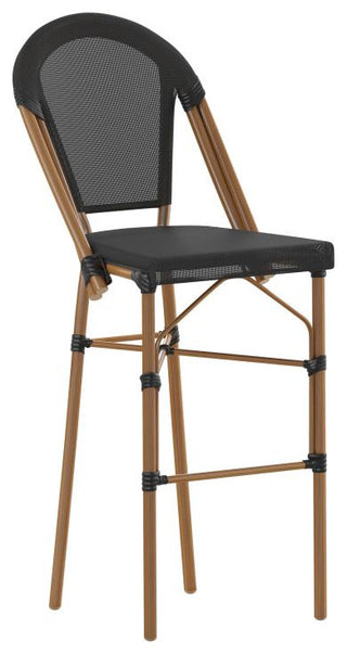 Marseille Stackable Indoor/Outdoor Bistro 30" High Barstool, Commercial Grade, Black/Natural Frame