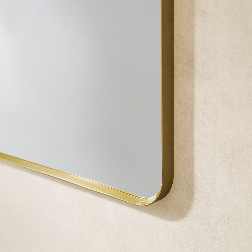 Nettuno Rectangle Bathroom/Vanity Aluminum Framed Wall Mirror, Brushed Gold, 24"
