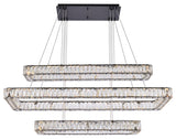 Elegant Lighting 3504G50L3 Monroe 50"W LED Crystal Linear - Black