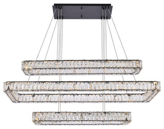 Elegant Lighting 3504G50L3 Monroe 50"W LED Crystal Linear - Black