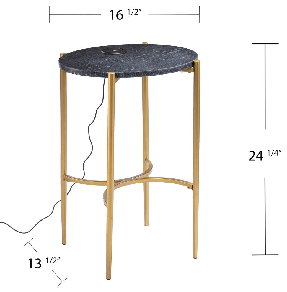 Clarvin Side Table With Wireless Charging Station