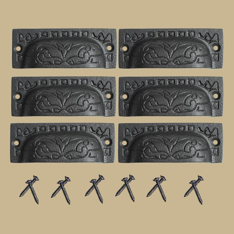 Cabinet or Drawer Bin Pull Black Iron Cup 3 1/2" x 1 1/4" H Renovators Supply