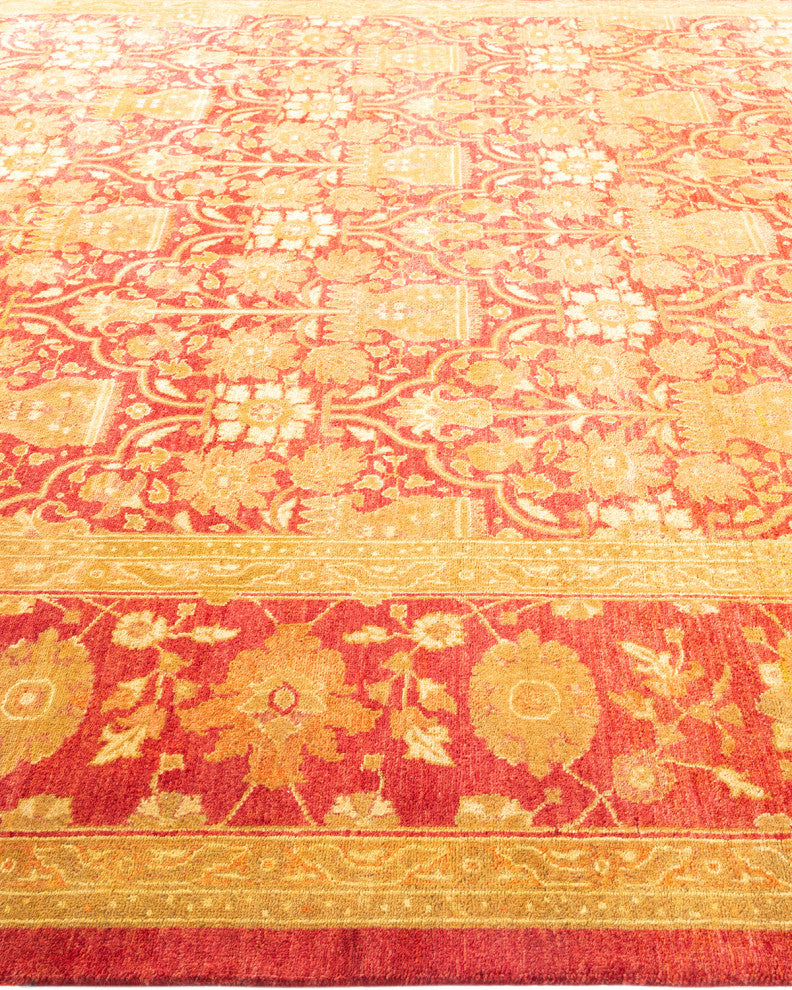 Eclectic, One-of-a-Kind Hand-Knotted Area Rug Red, 8'2"x15'5"