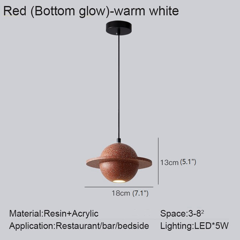 MIRODEMIÂ® Pierrefeu | Planet Saturn LED Industrial Decor Lighting, Red Bottom Glow