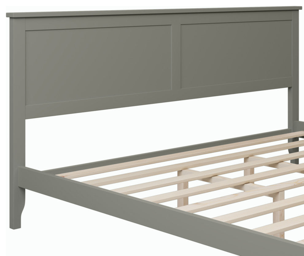 Gewnee Modern Gray Solid Wood King Platform Bed