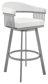 Bronson 25" Counter Height Swivel Bar Stool in Silver Finish