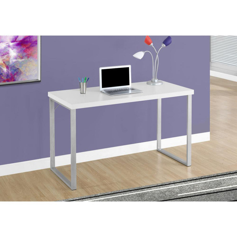 Computer Desk, Home Office, Laptop, 48L, Work, White Laminate, Grey