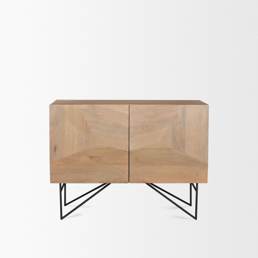 Darwin Light Brown Wooden 2 Door With 2 Shelves Accent Cabinet