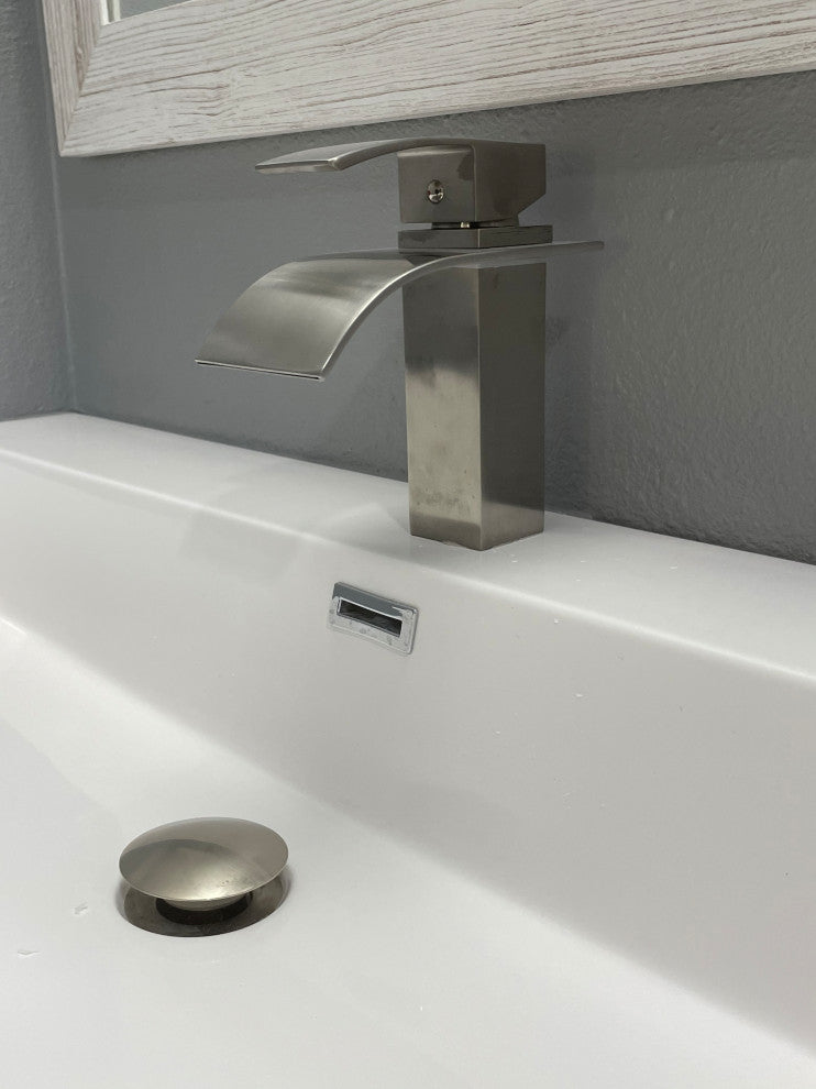 Novatto PUD-O Vessel Sink Pop-Up Drain With Overflow, Brushed Nickel