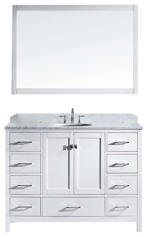 Caroline Avenue 60" Single Bathroom Vanity Set White, Marble Top