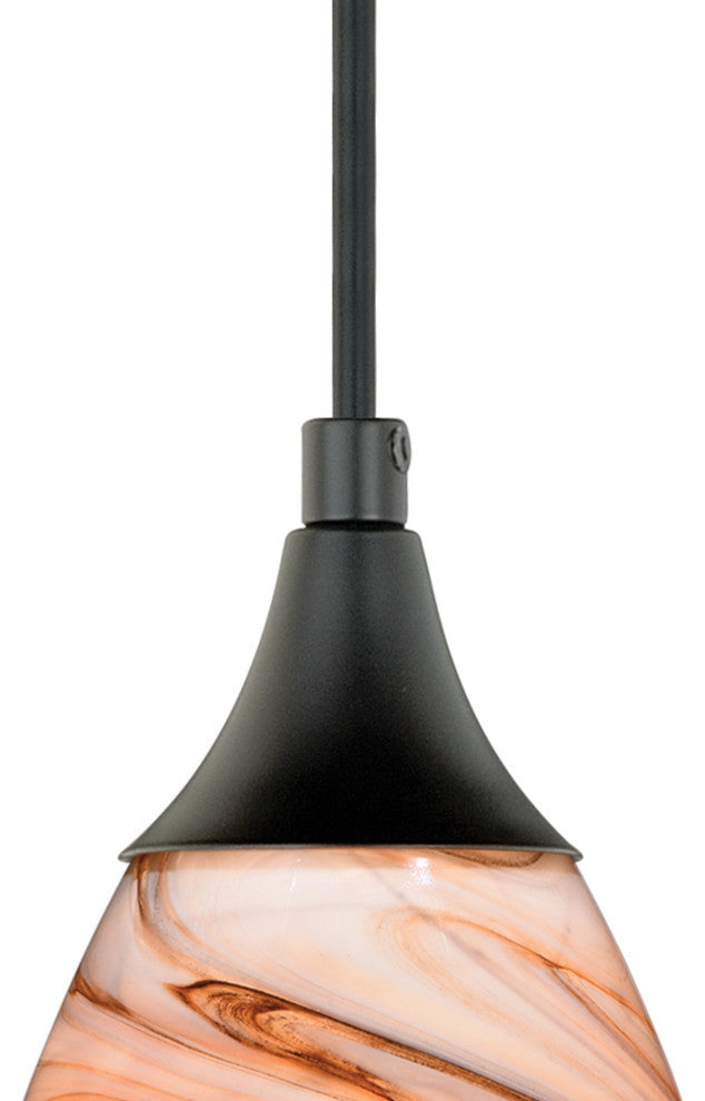 Milano 4.75" Mini Pendant Toffee Swirl Glass Oil Rubbed Bronze