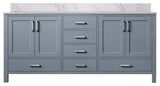 Jacques 60" Dark Gray Double Bath Vanity Cabinet Carrara Marble Top Square Sinks