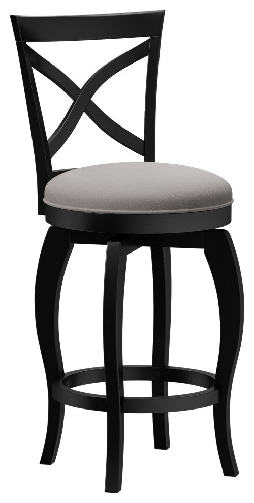 Hillsdale Ellendale Wood Swivel Stool, Curved X-Back, Black, Counter Height
