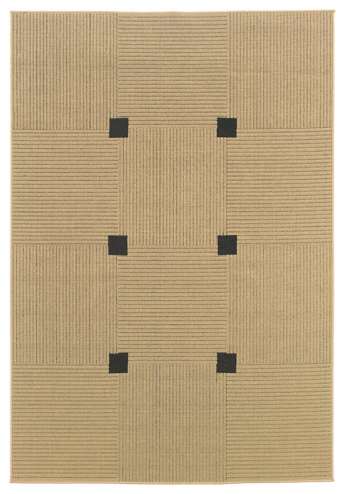 Oriental Weavers Lanai Beige/Black Basket Weave Indoor/Outdoor Rug 5'3"X7'6"