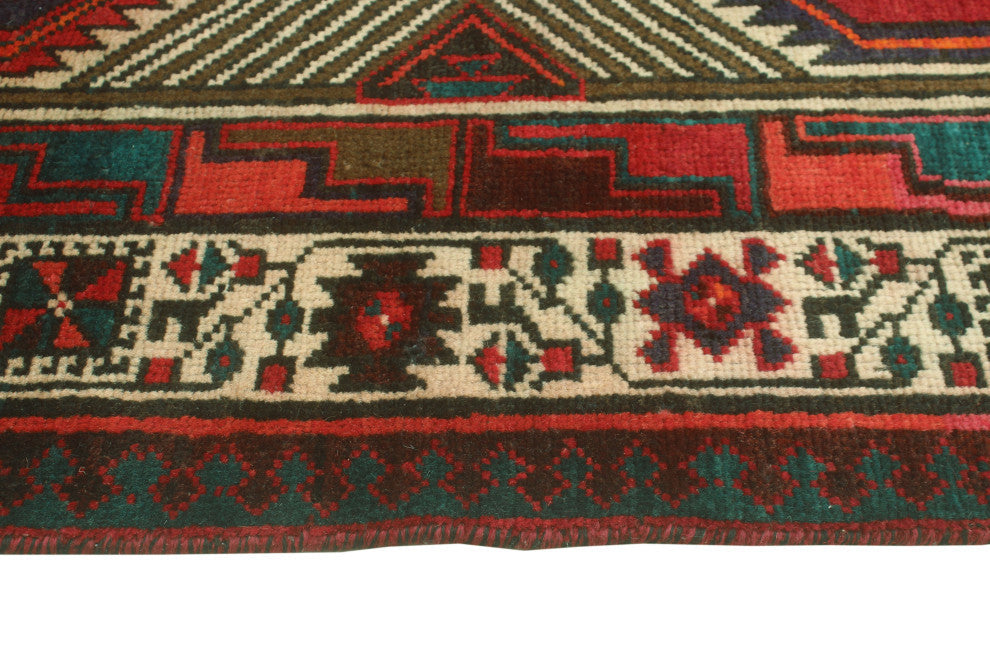 Fine Vintage Distressed Elizabet Burgundy/Ivory Runner, 3'3x10'7
