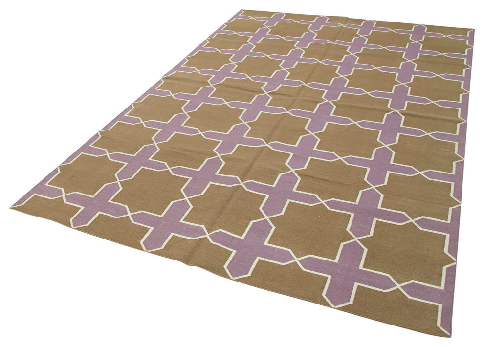 Rug N Carpet - Handmade Wool 6' 0'' x 8' 11'' Geometric Dhurrie Kilim Rug