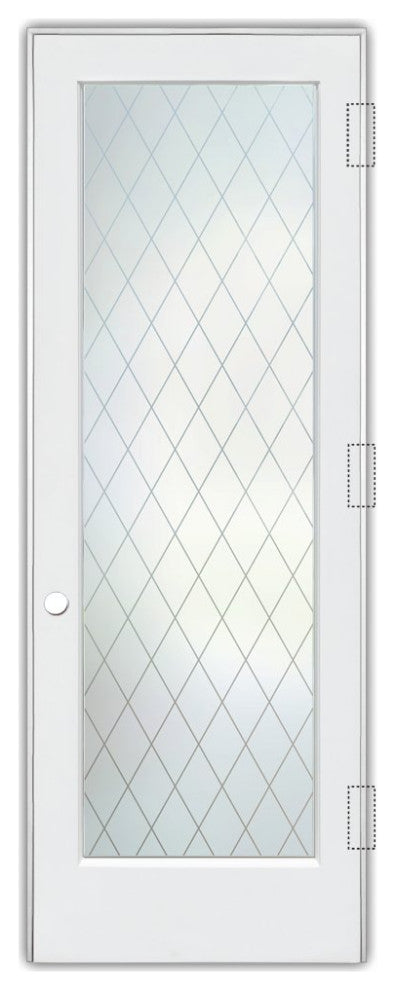 Interior Prehung Door or Interior Slab Door - Diamond Grid - Primed - 24" x...