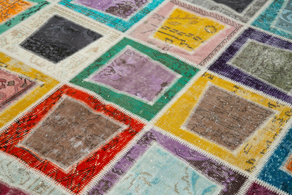 Rug N Carpet - Handwoven Turkish 6' 7" x 9' 2" Contemporary Patchwork Area Rug