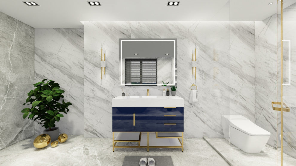 Madison 48" Free Standing Vanity with Reinforced Acrylic Sink, High Gloss Blue