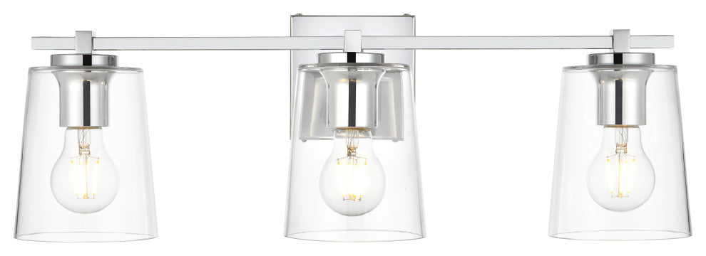3 Light Chrome And Clear Bath Sconce