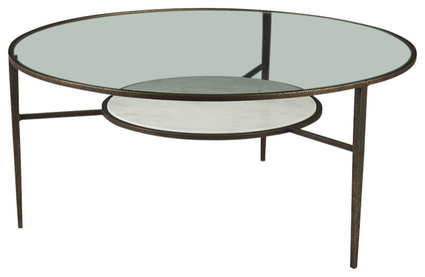 Felicity 36Lx36Wx16H Marble Top With Iron Frame Coffee Table