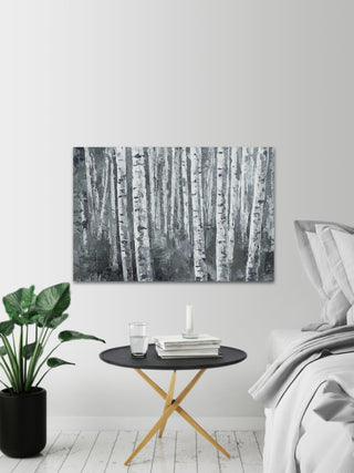 "Dusky Tree Trunk Forest" Painting Print on Wrapped Canvas, 45"x30"