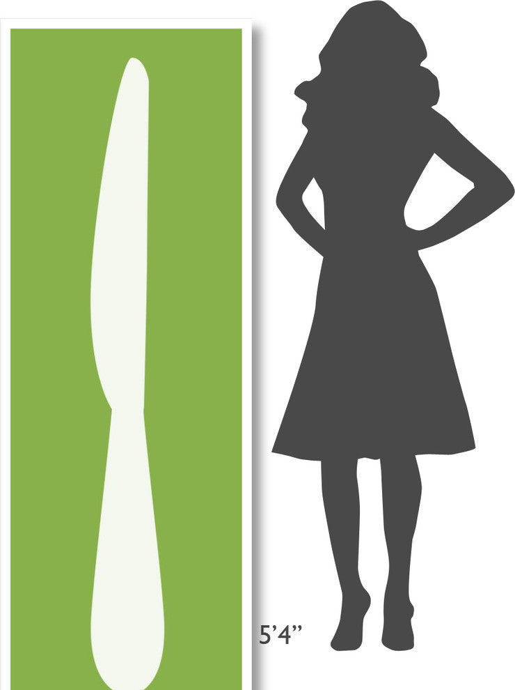 "Mealtime: White on Green - Knife" Digital Paper Print by BG.Studio, 26"x74"