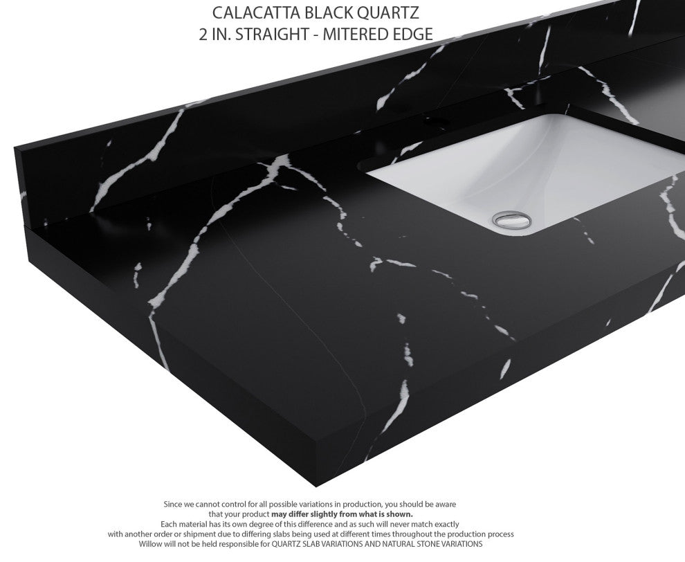 Parker 30" Single Sink Bath Vanity, Black 2" Calacatta Black