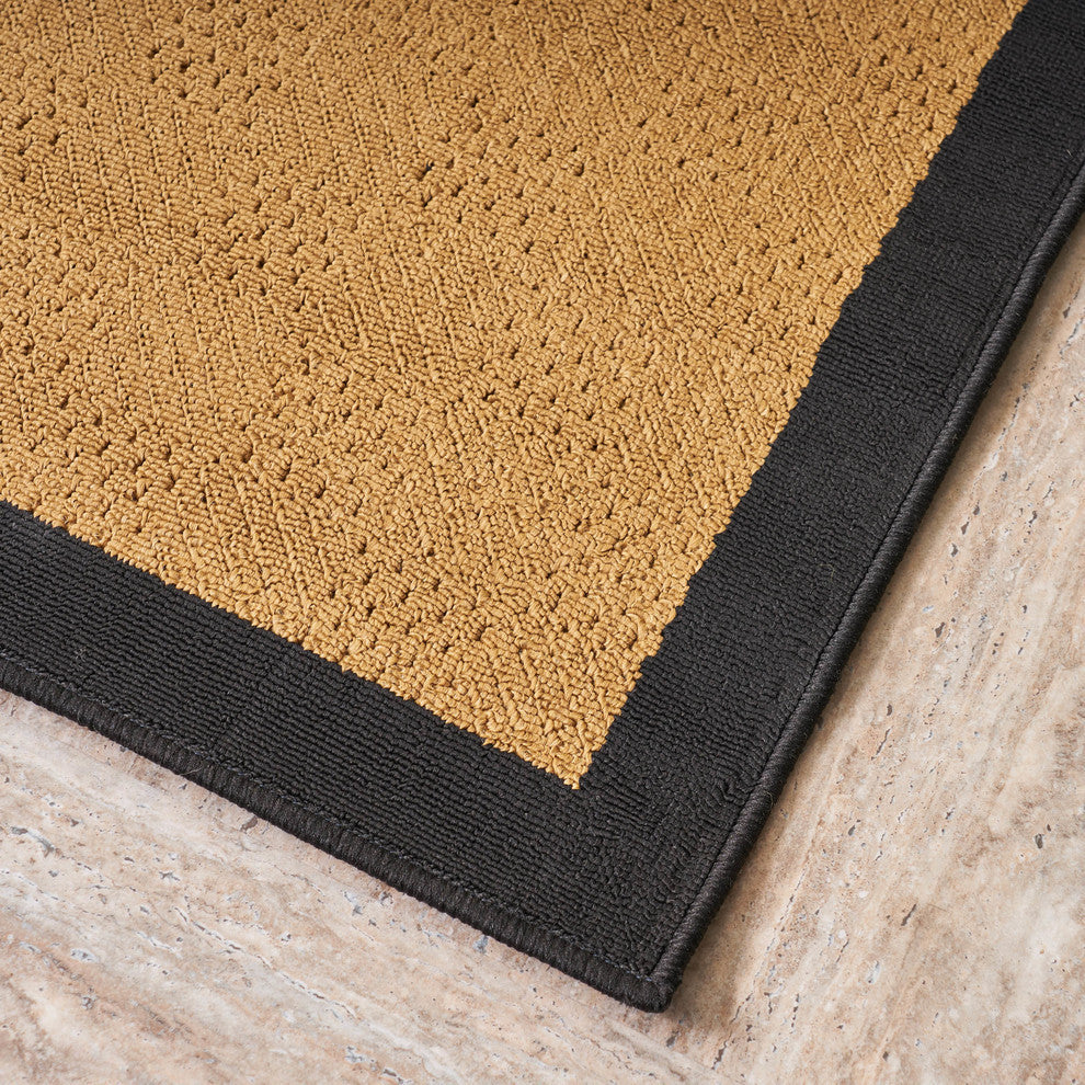 GDF Studio Darcey Outdoor Border  Area Rug, Beige and Black, 5'x8'
