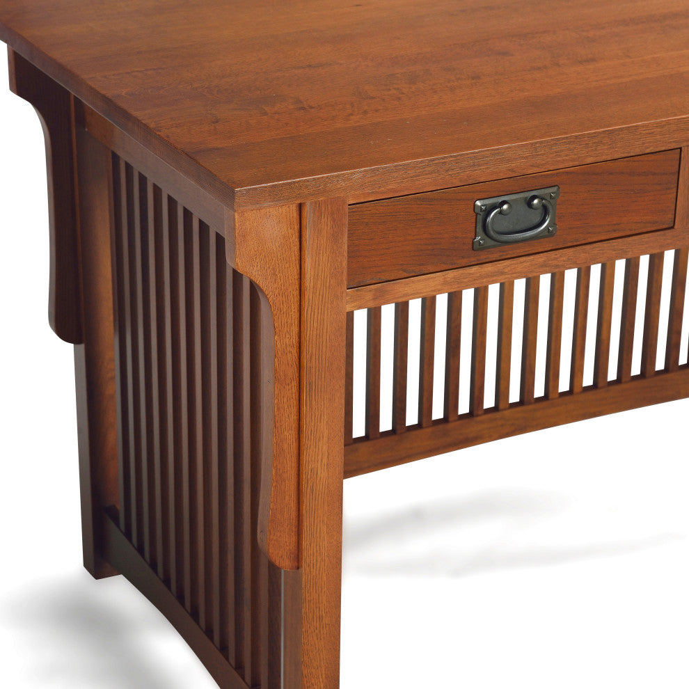 Mission Solid Quarter Sawn Oak 3 Drawer Library Table Desk