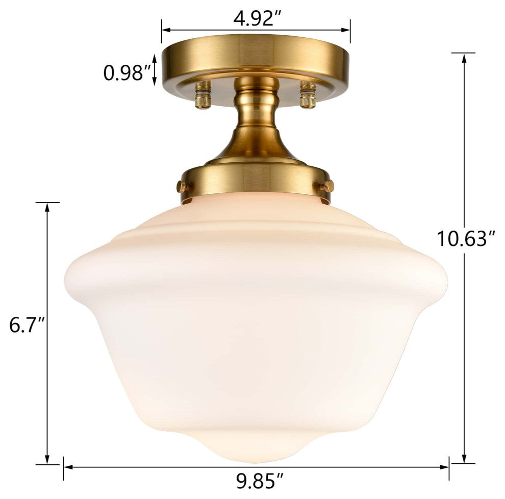 Schoolhouse Ceiling Light Fixture With Opal Glass