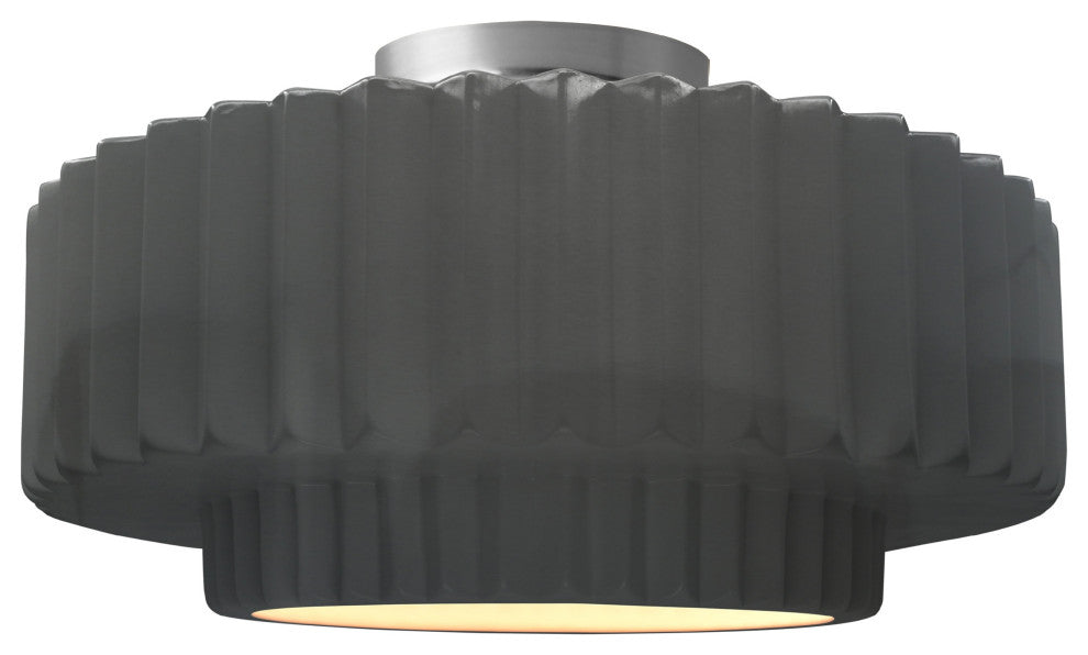 Radiance Medium Tier Pleated Semi-Flush, Gloss Gray Frame, Brushed Nickel, LED