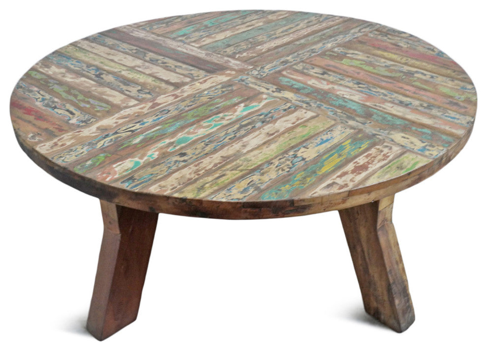 Reclaimed Round Boat Wood Coffee Table 3