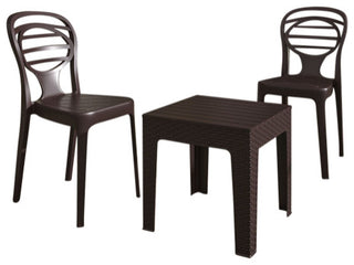 Kova Chairs & Trillia Table Set, Brown