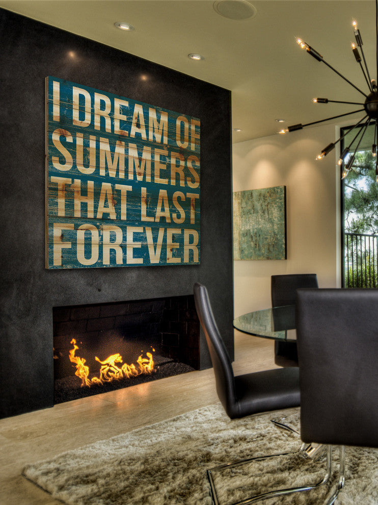 "I Dream of Summers" Painting Print on Natural Pine Wood, 40"x40"