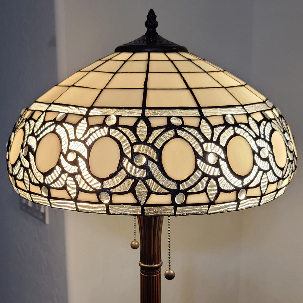 Tiffany Style 2 Light Old Fashioned Floor Lamp, 62" Tall