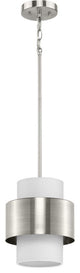 Silva Collection One-Light Brushed Nickel White Linen Shade Pendant
