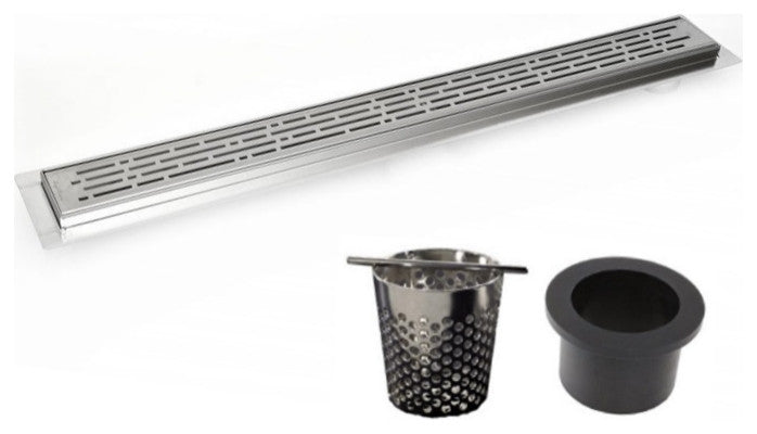 Side Outlet Linear Shower Drain, Serene Drains, 48", Broken Lane