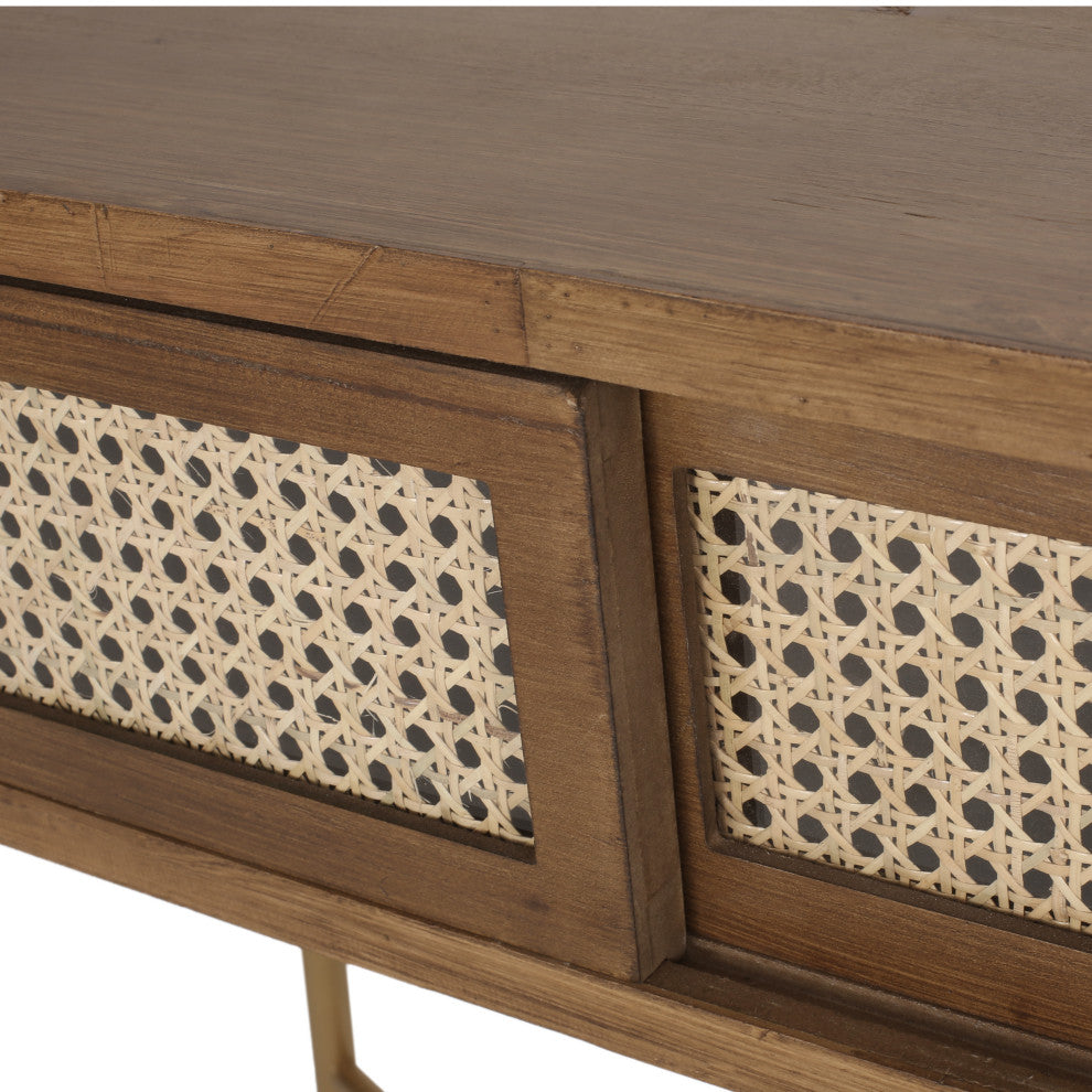 Alzada Rustic Glam Console Table with Wicker Accents