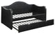 Illuninating Day Bed With Trundle,Pu Black