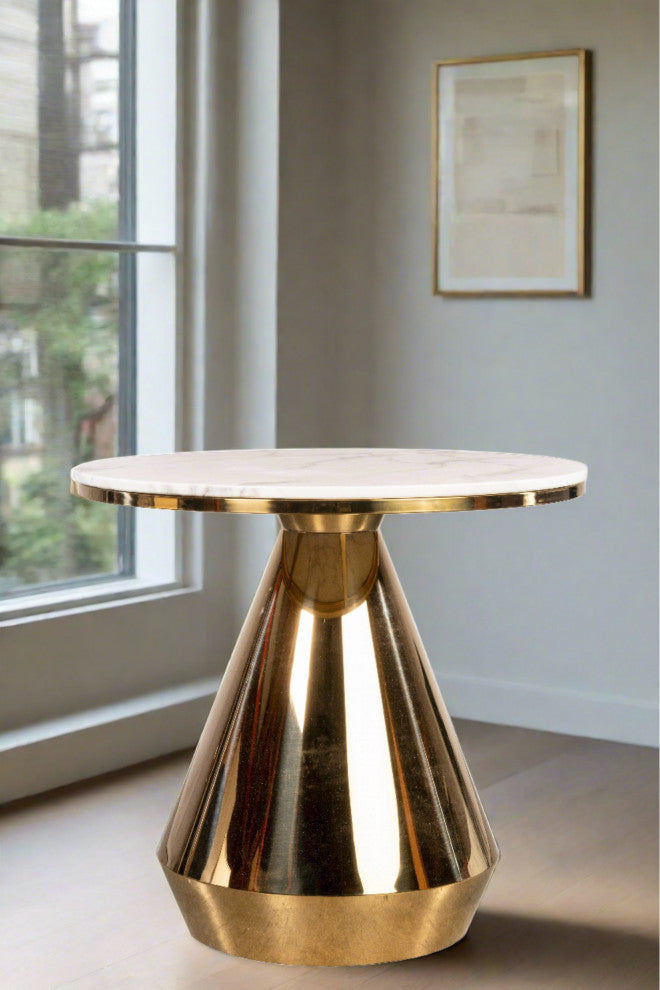 Gigi Marble Top Dining Bistro Table, Gold